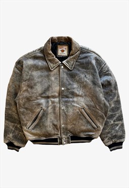 Vintage 90s Men's Diesel Leather Varsity Jacket