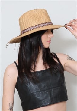 New Vintage Style Beige Ladies Straw Crushable Sun Hat 