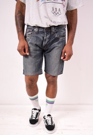 ICEBERG MENS VINTAGE DENIM SHORTS W32 BLUE 90S