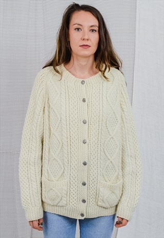 asos marketplace chunky cardigan fisherman cozy beige wool sweater tops shirts