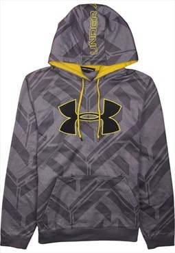 Vintage 90's Under Armour Hoodie Spellout Pullover Grey