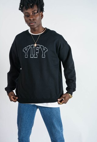 UNISEX SWEATSHIRT IN BLACK WITH OUTLINE LOGO