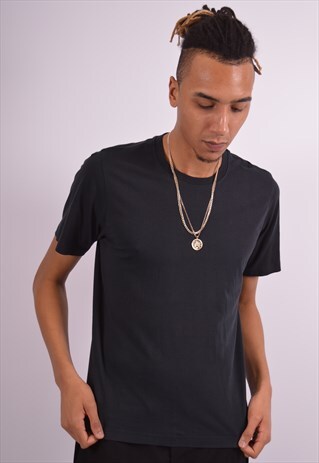 ADIDAS MENS VINTAGE T-SHIRT TOP MEDIUM BLACK 90S