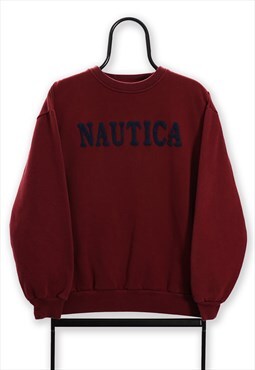 Vintage Nautica Spell Out Maroon Sweatshirt Mens