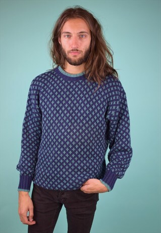 VINTAGE 90'S PATTERNED KNIT JUMPER