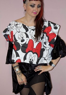 Red black white cartoon Minnie Mouse boxy top kitsch punk