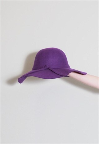 VINTAGE 1970'S STYLE PURPLE WIDE BRIMMED FLOPPY WOOL