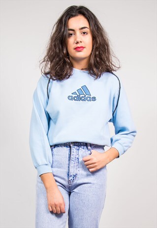 VINTAGE 90'S BABY BLUE ADIDAS SWEATSHIRT JUMPER