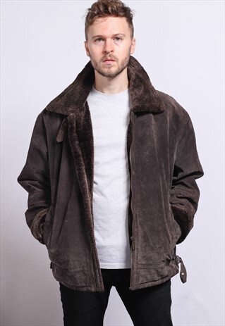 VINTAGE SUEDE AVIATOR FLEECE JACKET