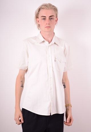 LEVI'S MENS VINTAGE DENIM SHIRT LARGE WHITE 90S