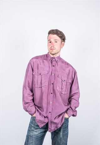 VINTAGE 1980S PURPLE SILK SHIRT
