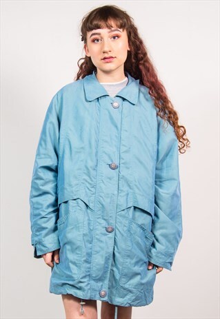 VINTAGE 90'S PASTEL BLUE OVERSIZED LIGHTWEIGHT COAT JACKET