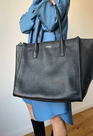 Black Oversized DKNY Tote Leather Bag