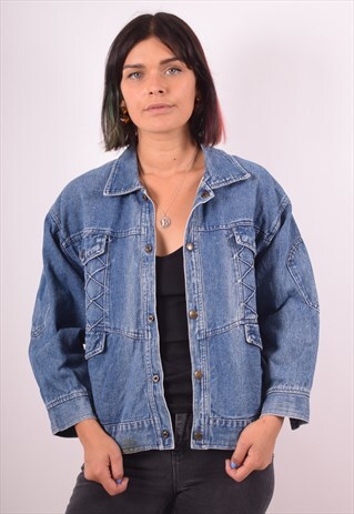 WOMENS VINTAGE DENIM JACKET MEDIUM BLUE 90S