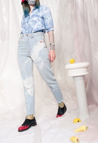 VINTAGE DIESEL JEANS 80S REWORKED BLEACHED SLIM DENIM PANTS