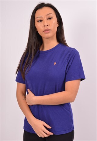 VINTAGE POLO RALPH LAUREN T-SHIRT TOP SLIM FIT BLUE