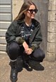 Olive Green unpadded utility check lined oversize wax jacket