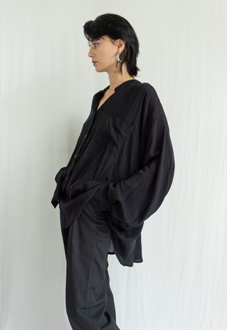 TEO - OVERSIZED BLACK COTTON SHIRT