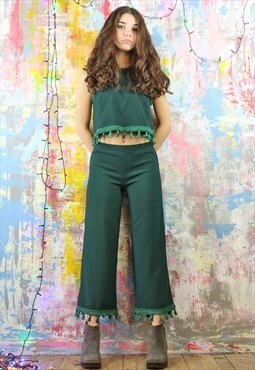 Trousers & Top Co-Ordinates in green with tassels