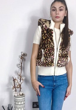 Fuax Fur Short Gilet Jacket with removeable hoody 