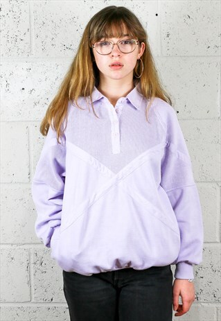 LILAC BUTTON NECK SWEATER WITH COLLAR