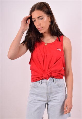 FILA WOMENS VINTAGE VEST TOP LARGE RED 90S