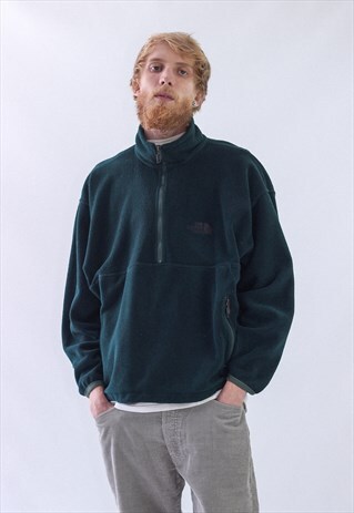 VINTAGE MENS NORTH FACE HALF ZIP PULLOVER FLEECE JACKET