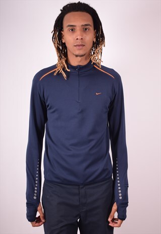 NIKE MENS VINTAGE SWEATSHIRT JUMPER LARGE NAVY BLUE 90S