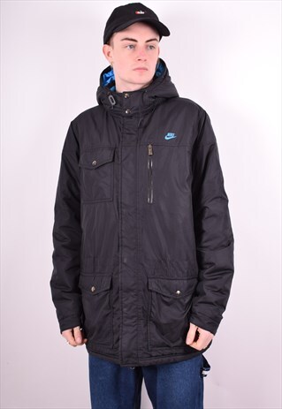 NIKE MENS VINTAGE PADDED JACKET XL BLACK 90'S