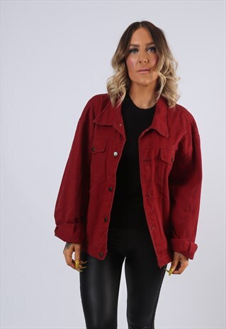 DENIM JACKET OVERSIZED FITTED VINTAGE COLOURED UK 16 (AEC)