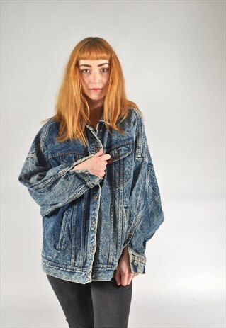 VINTAGE LEE OVERSIZED ACID WASH MID BLUE DENIM JACKET