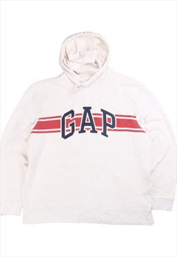 Vintage  Gap Hoodie Spellout Pullover White XLarge