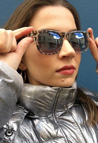 VINTAGE INSPIRED WAYFARER LEOPARD PATTERN