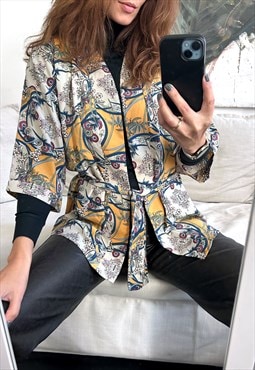 floral Wrap boho Blouse / Tunic - S