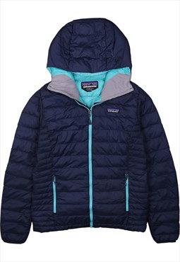 Vintage 90's Patagonia Puffer Jacket Hooded Full Zip Up Navy