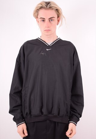 NIKE MENS VINTAGE PULLOVER JACKET LARGE BLACK 90S