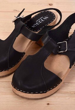 Sweeks Women's Swedish Black Heels Clogs Leather EUR 36