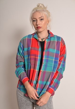 VINTAGE 90S LIGHT FLANNEL SHIRT IN A RED AND BLUE CHECK
