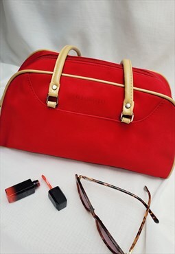 Vintage 00s red beige sports baguette shoulder bag