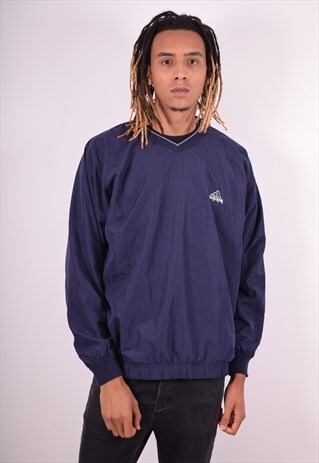 ADIDAS MENS VINTAGE TRACKSUIT TOP XL BLUE 90S