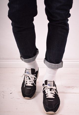 REEBOK MENS VINTAGE TRAINERS SIZE 8 1/2 BLACK 90S