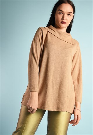 90'S RETRO OVERSIZED KNIT NEUTRAL MOMS JUMPER TOP