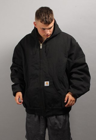 CARHARTT BLACK HOODED BOMBER JACKET