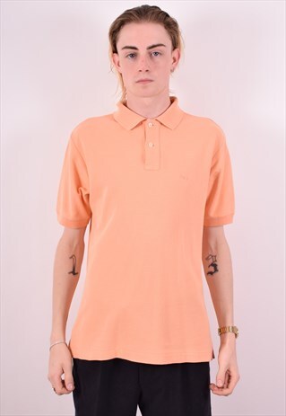 FILA MENS VINTAGE POLO SHIRT MEDIUM ORANGE 90S