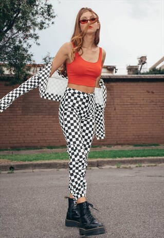 90s Inspired Checkerboard Cargo Pants with Chain | Sunshine Dreamer ...