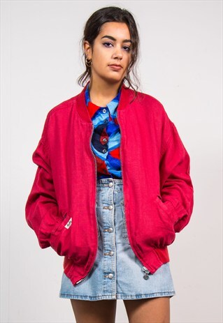 VINTAGE 90'S DARK PINK BOMBER STYLE JACKET