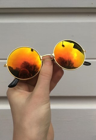 VINTAGE JOHN LENNON STYLE HOLOGRAPHIC CIRCLE SUNGLASSES