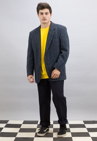 VINTAGE BLUE GREY TWEED WESTBURY BLAZER