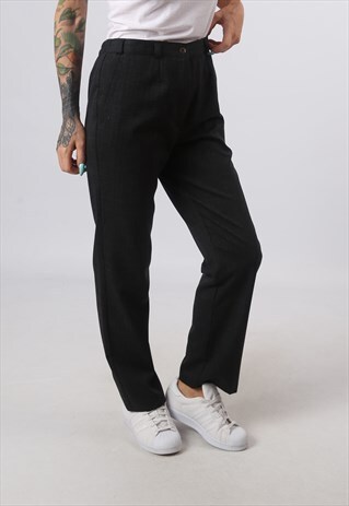 HIGH WAISTED TROUSERS TARTAN CHECKED TAPERED UK 14 (H82E)
