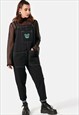 BEAR-ABLE TEDDY EMBROIDERY BLACK WOVEN DUNGAREES